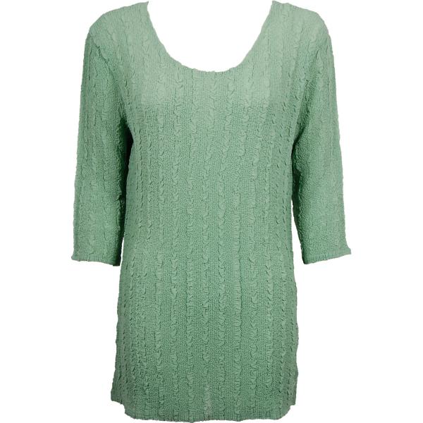 Wholesale 1399 - Magic Crush Georgette 3/4 Sleeve Tunics Solid Light Moss  - One Size  Fits (S-M)