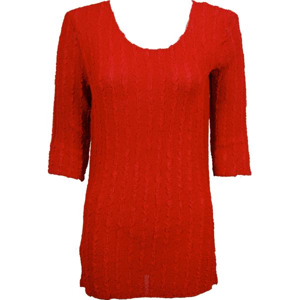 Wholesale 1399 - Magic Crush Georgette 3/4 Sleeve Tunics Solid Red - Curvy (L-XL)