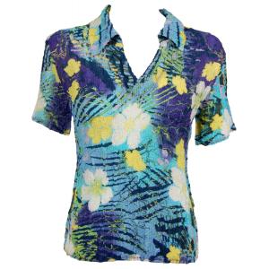 Wholesale 1404 - Magic Crush Georgette Short Sleeve Collared Blue-Purple Hawaiian - One Size Fits Most