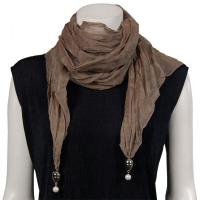 Scarves - Sheer with Hanging Pendants 1214 - Taupe