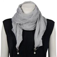 Scarves - Sheer with Hanging Pendants 1214 - Silver
