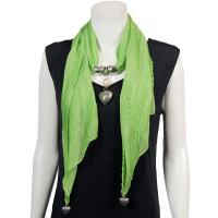 Scarves - Heart Pendant - Chiffon - Green