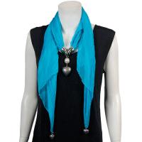 Scarves - Heart Pendant - Chiffon - Turquoise