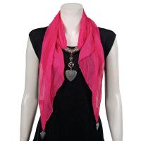 Scarves - Heart Pendant - Chiffon - Magenta