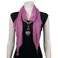 Scarves - Heart Pendant - Chiffon - Dusty Purple