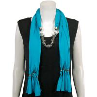 Scarves - Abstract Charms - Jersey Knit - Teal Blue