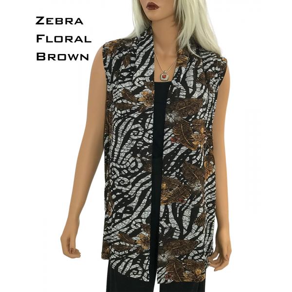 Wholesale 1175 - Slinky Travel Tops - Three Quarter Sleeve Zebra Floral - Brown - One Size Fits All