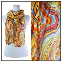 Skinny Scarves - Crinkled Chiffon - Rainbow Print - Orange