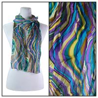 Skinny Scarves - Crinkled Chiffon - Rainbow Print - Purple