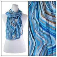 Skinny Scarves - Crinkled Chiffon - Rainbow Print - Blue