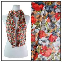 Skinny Scarves - Crinkled Chiffon - Small Floral - Coral