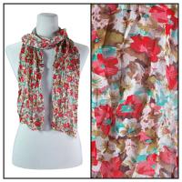 Skinny Scarves - Crinkled Chiffon - Small Floral - Red