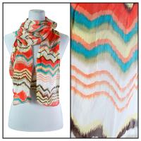 Skinny Scarves - Crinkled Chiffon - Zig Zag - Orange