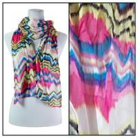 Skinny Scarves - Crinkled Chiffon - Zig Zag - Hot Pink