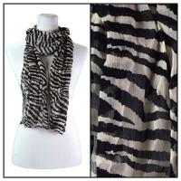 Skinny Scarves - Crinkled Chiffon - Zebra - Black