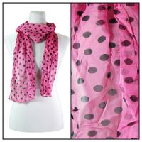 Skinny Scarves - Crinkled Chiffon - Polka Dot - Hot Pink