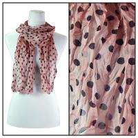 Skinny Scarves - Crinkled Chiffon - Polka Dot - Mauve