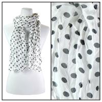 Skinny Scarves - Crinkled Chiffon - Polka Dot - White