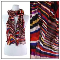 Skinny Scarves - Crinkled Chiffon - Multi Swirl - Red