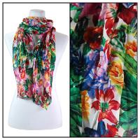Skinny Scarves - Crinkled Chiffon - Rainforest - Fuchsia