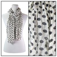 Skinny Scarves - Crinkled Chiffon - Polka Dot - Ivory