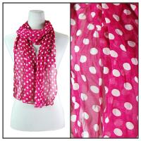 Skinny Scarves - Crinkled Chiffon - Polka Dot - Fuchsia