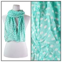 Skinny Scarves - Crinkled Chiffon - Polka Dot - Mint