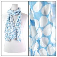 Skinny Scarves - Crinkled Chiffon - Dots - Blue