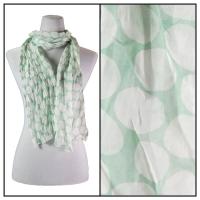 Skinny Scarves - Crinkled Chiffon - Dots - Mint