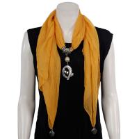 Scarves - Oval Pendant Drop - Chiffon - Mustard