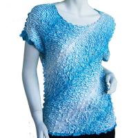 Satin Origami Petal Shirts - Cap Sleeve - Zebra Swirl - Turquoise