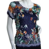Satin Origami Petal Shirts - Cap Sleeve - Aquarium