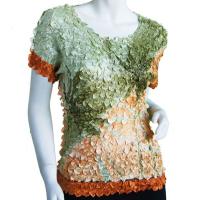 Satin Origami Petal Shirts - Cap Sleeve - Diagonal Palm Trees