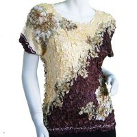 Satin Origami Petal Shirts - Cap Sleeve - Diagonal Butter-Brown