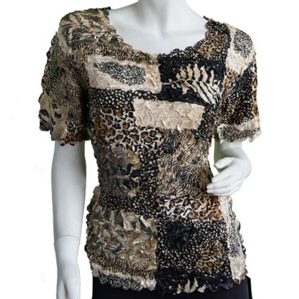 Wholesale 1441 - Satin Petal Shirts - Cap & Sleeveless Patchwork Jungle - One Size Fits Most