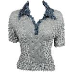 Coin Fishscale - SS 3 Button Contrast Collar - Sale - Silver-Charcoal