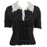 Coin Fishscale - SS 3 Button Contrast Collar - Sale - Black-White