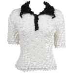 Coin Fishscale - SS 3 Button Contrast Collar - Sale - White-Black