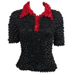 Coin Fishscale - SS 3 Button Contrast Collar - Sale - Black-Red
