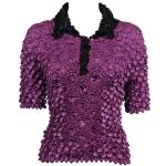 Coin Fishscale - SS 3 Button Contrast Collar - Sale - Eggplant-Black