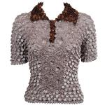 Coin Fishscale - SS 3 Button Contrast Collar - Sale - Tumbleweed Tan-Chocolate