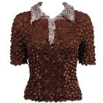 Coin Fishscale - SS 3 Button Contrast Collar - Sale - Chocolate-Tumbleweed Tan