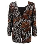 Queen Size Slinky - Mock Cardigan - Zebra Floral Brown - Dark Brown