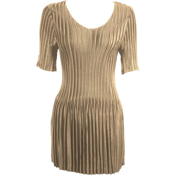 Wholesale Satin Mini Pleats - Half Sleeve Tunic Solid Champagne - One Size Fits Most