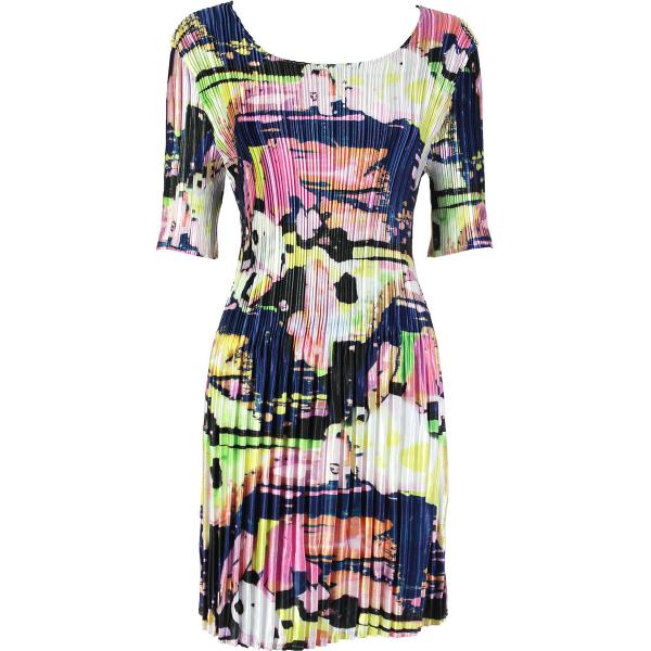 Wholesale 1554 - Satin Mini Pleat 3/4 Sleeve Dresses #5808 - One Size Fits Most