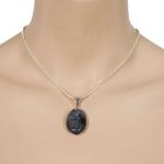 Jewelry - Pendants on Chains - Oval - Grey Abstract