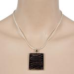 Jewelry - Pendants on Chains - Rectangular Black and Gold Stripes