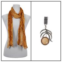 Scarves - Crinkled Snake Print 50960 w/ Pendant - Gold w/ Pendant #395