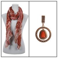Scarves - Crinkle Giraffe Abstract 2117 w/ Pendant - Mauve-Dusty Pink w/ Pendant #385