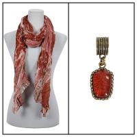 Scarves - Crinkle Giraffe Abstract 2117 w/ Pendant - Mauve-Dusty Pink w/ Pendant #391